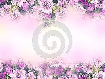 Pink and violet bouquet flower frame on white color for wedding card Stock Photo