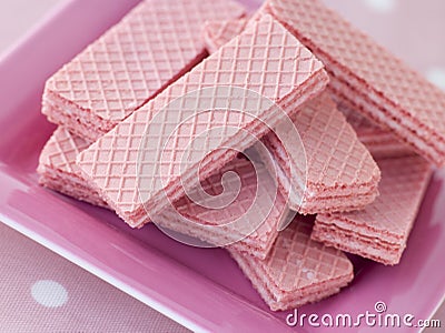 Pink Wafer Biscuits Stock Photo