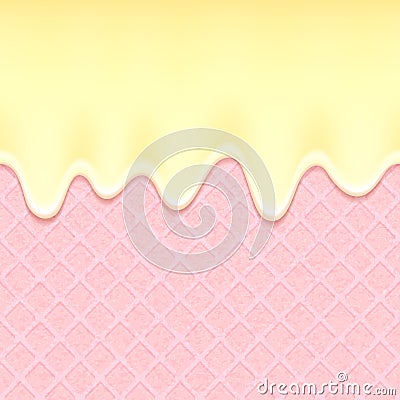Pink wafer and flowing cream - vector background Vector Illustration