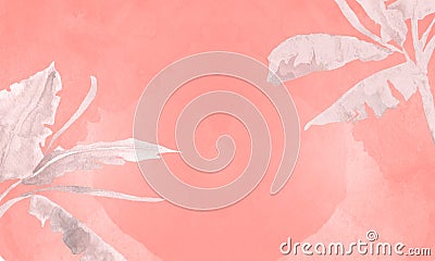 Pink wallpaper watercolor template with palm Cartoon Illustration