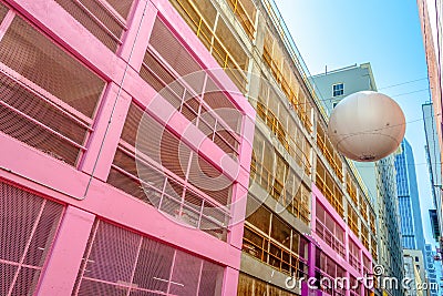 Pink walls in Alley Oop, a colorful alley in Vancouver BC Canada Stock Photo