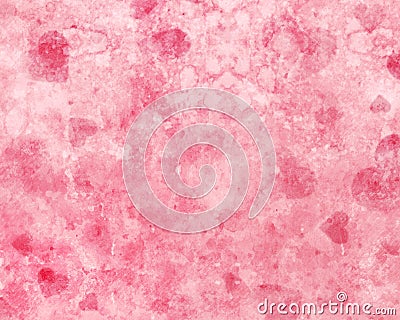 Pink Watercolor Abstract Background Illustration with Bright Hearts Stock Photo