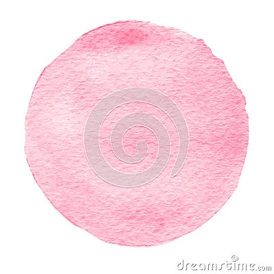 Pink watercolor circle. Watercolour stain on white background. Stock Photo