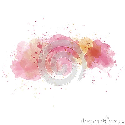 Pink watercolor painted stain isolated on white background Vector Illustration