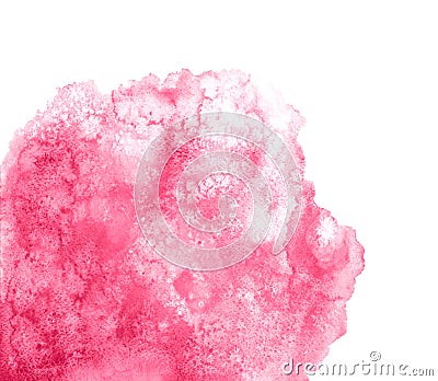 Pink watercolor splash isolated on white background. Hand painted texture for your unique design. Stock Photo