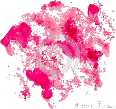 Pink watercolor spots hand drawn paper texture isolated Vector Illustration