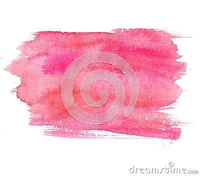 Pink watercolor stain isolated on white background. Artistic paint texture Stock Photo