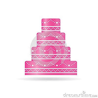 Pink Wedding cake logo Vector Illustration