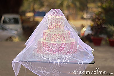 Pink wedding cake Stock Photo