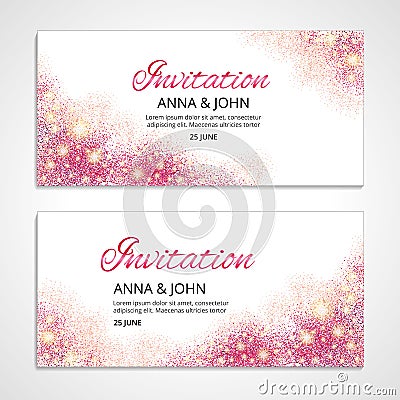 Pink wedding invitation 1 Vector Illustration