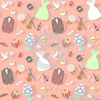 Pink Wedding Pattern Vector Illustration