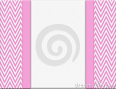 Pink and White Chevron Zigzag Frame with Ribbon Background Stock Photo