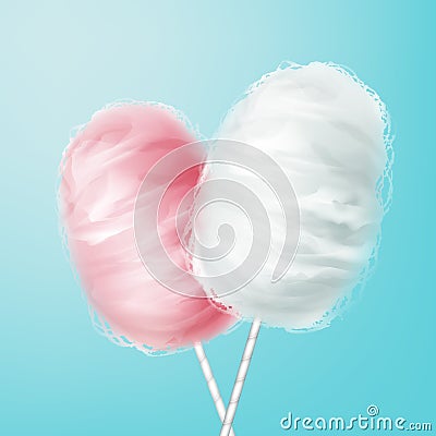 Pink, white cotton candy Vector Illustration