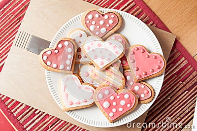 Pink and White Heart Cookies Stock Photo