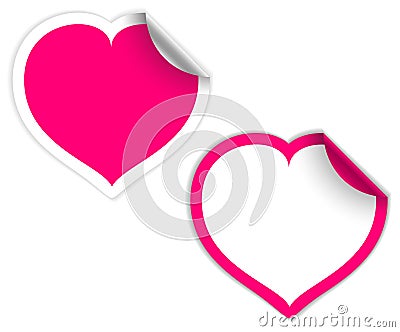 Pink and white heart labels Vector Illustration