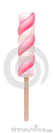 Pink and white spiral candy. Strawberry Vector Illustration