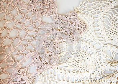 Pink and White Vintage Lace Stock Photo