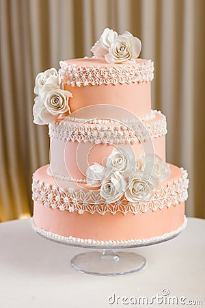 Pink and white wedding cake Stock Photo