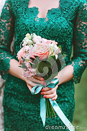 Pink and white and white bride's bouquet Stock Photo