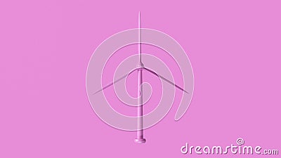 Pink Wind Turbine Simple Cartoon Illustration