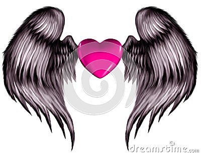Pink Winged Heart Stock Photo