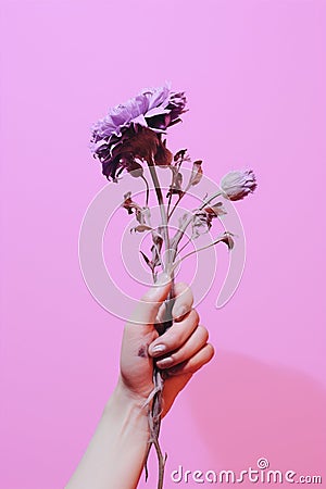 Pink woman nature hands beauty freshness flowers nail love violet summer floral Stock Photo
