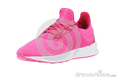 Pink womens sport, running shoe, isolated on white background Editorial Stock Photo