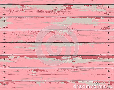 Pink Wooden Surface. Pink Wooden Texture Background. Vector Illustration