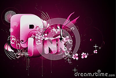 Pink word illustration Cartoon Illustration