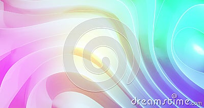 Pink yellow and blue light and shadow playing on moving 3d grooved absract white shape Stock Photo