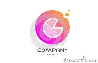 Pink yellow dots G alphabet letter logo icon with transparency. Creative template for company Vector Illustration