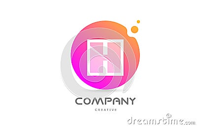 Pink yellow dots H alphabet letter logo icon with transparency. Creative template for company Vector Illustration