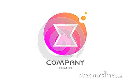 Pink yellow dots X alphabet letter logo icon with transparency. Creative template for company Vector Illustration