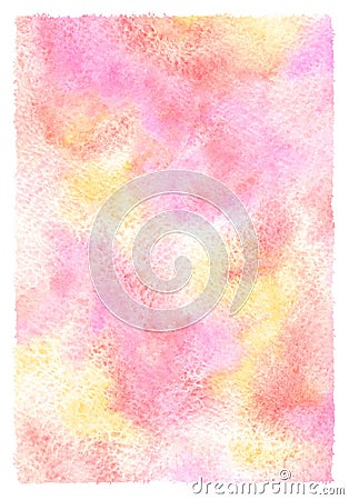 Pink, yellow and orange watercolor stains background Stock Photo