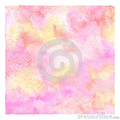 Pink, yellow and orange watercolor stains square background Stock Photo