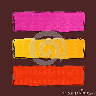 Pink Yellow Red Horizontal Blank Banners Vector Illustration