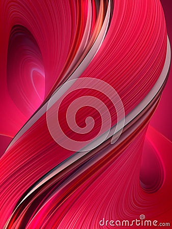 Pinkish red twisted shape. Computer generated abstract geometric 3D rendering Cartoon Illustration