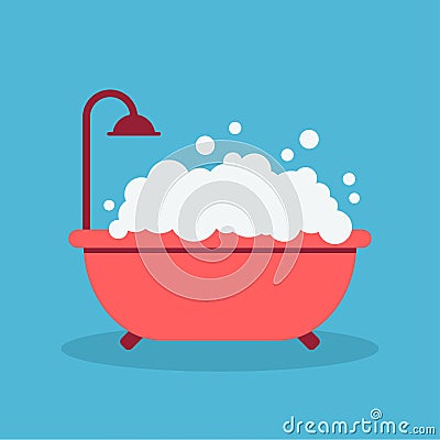 Pinky bath shower and bubble, wash and clean, vector, illustration Vector Illustration