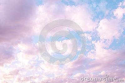 Pinky evening sky, vanilla sky scattered clouds Stock Photo