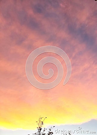 Colorful sky view at sunset on a late December day Stock Photo