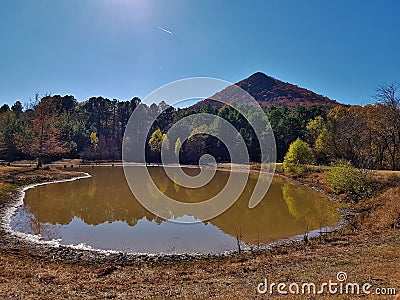 Pinnacle Mountain Reflection pond Stock Photo