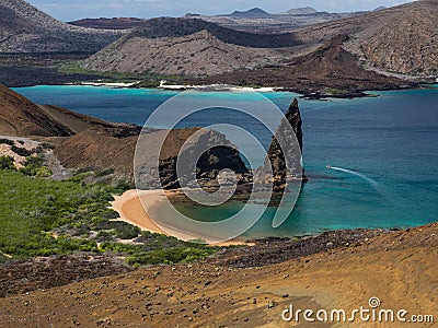 Pinnacle Rock, Bartolome Island, Galapagos Archipelago Stock Photo