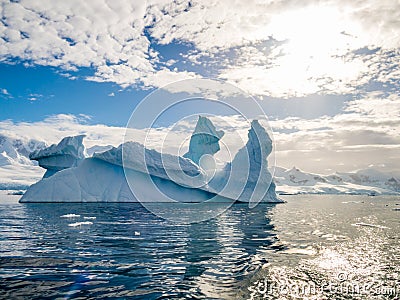 Pinnacle shaped iceberg in Andvord Bay near Neko Harbour, Antarctic Peninsula, Antarctica Stock Photo