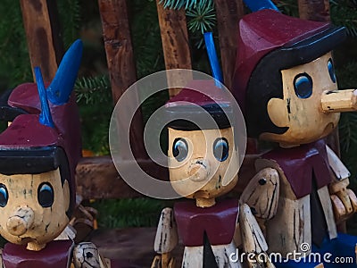 Pinocchio puppets wooden toy Stock Photo