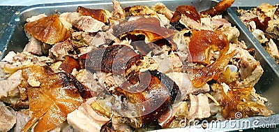 Pinoy Food Menu: Chopped Lechon or Roasted Pig Stock Photo