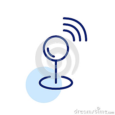 Pinpoint with radio waves. Sharing location. Pixel perfect, editable stroke line icon Vector Illustration