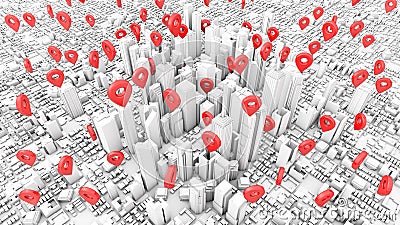 pinpoints at business town Stock Photo