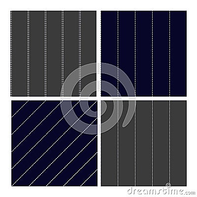 Pinstripe Collection Seamless Pattern Set Vector Vector Illustration