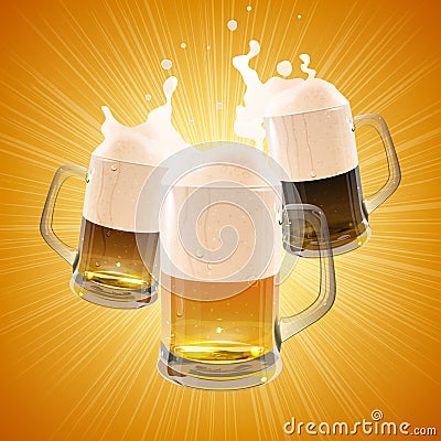Pint Beer of Different Varieties Vector Illustration