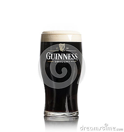 Pint of Guinness on White Editorial Stock Photo